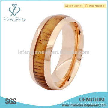 Embrayage en bois pour hommes en titane bague en or rose, bijoux en titane pour hommes en gros